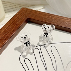 Sterling Silver Needle Korean Style Ins Style Graceful and Cute Bear Ear Studs Fashionable Temperament Autumn and Winter New All-Matching Earrings for Women
