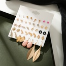20 pairs of bow stud earrings set LOVE leaf earrings pearl rhinestone geometric earrings wholesalepicture8
