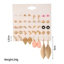 20 pairs of bow stud earrings set LOVE leaf earrings pearl rhinestone geometric earrings wholesalepicture11