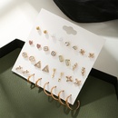 CrossBorder European and American 16 Pairs Earings Set Gold Ear Ring Pearl Rhinestone Love Triangle Earrings Factory Wholesalepicture8