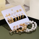 Korean fashion butterfly love 9 pairs of earrings set pearl rhinestone golden geometric earrings wholesalepicture8