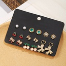 Factory Wholesale Alloy One Card Stud Earrings 9 Pairs Earring Set Geometric Electroplating Rhinestone Earrings Accessories Female Wholesalepicture7