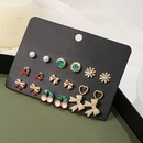 Factory Wholesale Alloy One Card Stud Earrings 9 Pairs Earring Set Geometric Electroplating Rhinestone Earrings Accessories Female Wholesalepicture8