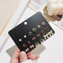 Factory Wholesale Alloy One Card Stud Earrings 9 Pairs Earring Set Geometric Electroplating Rhinestone Earrings Accessories Female Wholesalepicture9