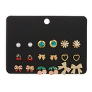 Factory Wholesale Alloy One Card Stud Earrings 9 Pairs Earring Set Geometric Electroplating Rhinestone Earrings Accessories Female Wholesalepicture10