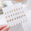 Korean fashion pearl rhinestone earrings small daisy LOVE star geometric earrings set wholesalepicture7