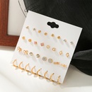 Korean fashion pearl rhinestone earrings small daisy LOVE star geometric earrings set wholesalepicture9