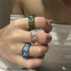 Anillo abierto de resina acrílica transparente con diseño coreano de interés especial estilo Ins estilo fresco y dulce anillo abierto para mujer