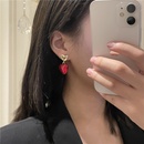 French retro cherry red heart diamond niche design temperament wild fashion earringspicture9