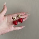 French retro cherry red heart diamond niche design temperament wild fashion earringspicture11