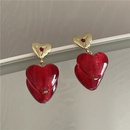 French retro cherry red heart diamond niche design temperament wild fashion earringspicture12