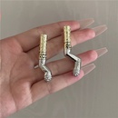 hiphop personality cool cigarette earrings gold and silver twocolor exaggerated fashionable earringspicture9