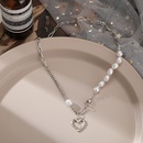 Creative New Simple Fairy Jewelry Stitching Chain Pearl Love Pendant Necklacepicture8