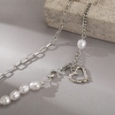 Creative New Simple Fairy Jewelry Stitching Chain Pearl Love Pendant Necklacepicture11