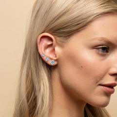 retro temperament zircon geometric square triangle pearl stainless steel earrings