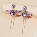 Korean fashion romantic exaggerated earrings retro purple peach heart ribbon bow tassel earringspicture8