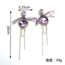 Korean fashion romantic exaggerated earrings retro purple peach heart ribbon bow tassel earringspicture10
