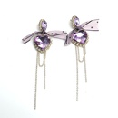 Korean fashion romantic exaggerated earrings retro purple peach heart ribbon bow tassel earringspicture11