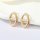 European crossborder jewelry simple pig nose metal hollow oval small earringspicture5