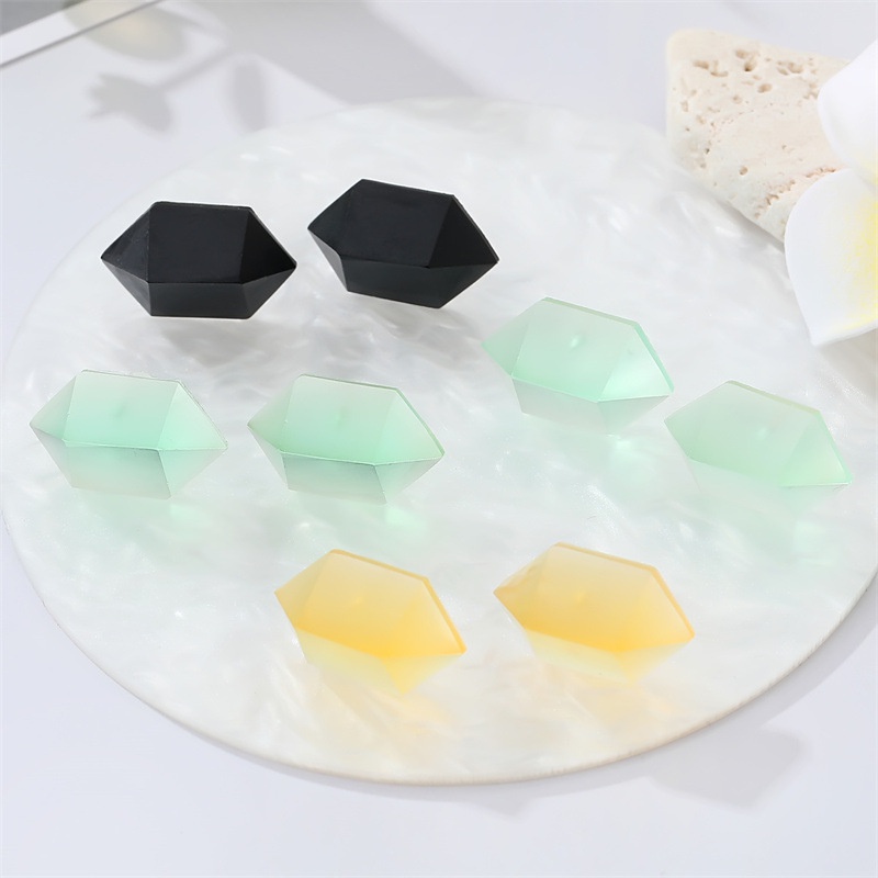 new simple candy color threedimensional geometric resin jelly earrings crossborder