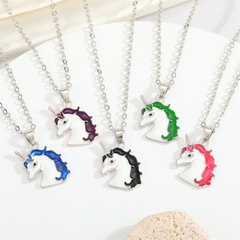 Korea's new cute color unicorn necklace dripping Pegasus pendant necklace jewelry