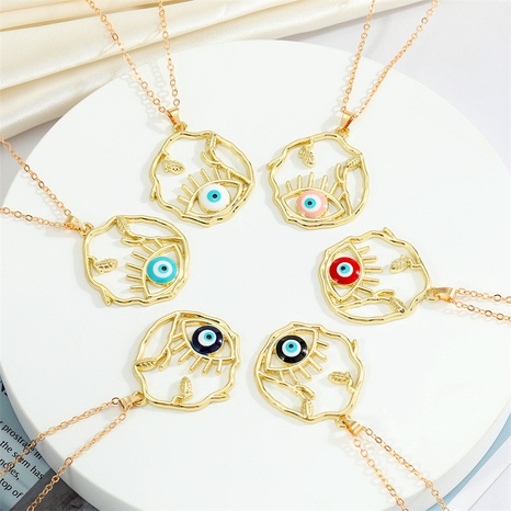Punk Irregular Round Demon Eye Necklace Color Turkey Eye Pendant Necklace Jewelry's discount tags