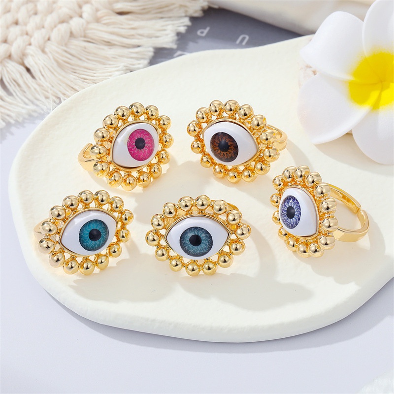European retro metal devils eye color Turkish eye ring crossborder jewelry
