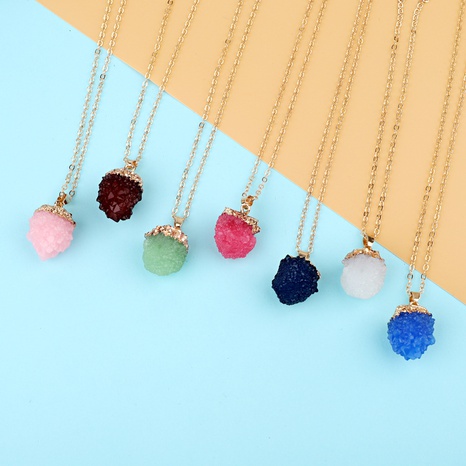 personality bayberry ball pendant necklace imitation natural stone resin retro jewelry's discount tags