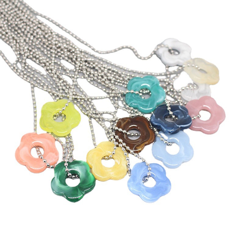 Simple Personality Hollow Flower Necklace Color Flower Sweater Chain Jewelry
