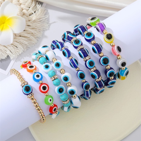 Retro Colorful Acrylic Beads Devil's Eye Bracelet Personality Beaded Eye Bracelet's discount tags