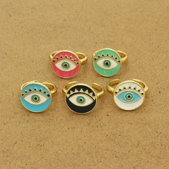 European and American Ins Ethnic Style round Dripping Oil Eye Ring Personality Color Turkish Devil Eye Ring Cross-Border