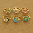 Korean Simple Colorful Oil Necklace Daisy Open Ring Metal SUNFLOWER Adjustable Ring Female CrossBorderpicture9