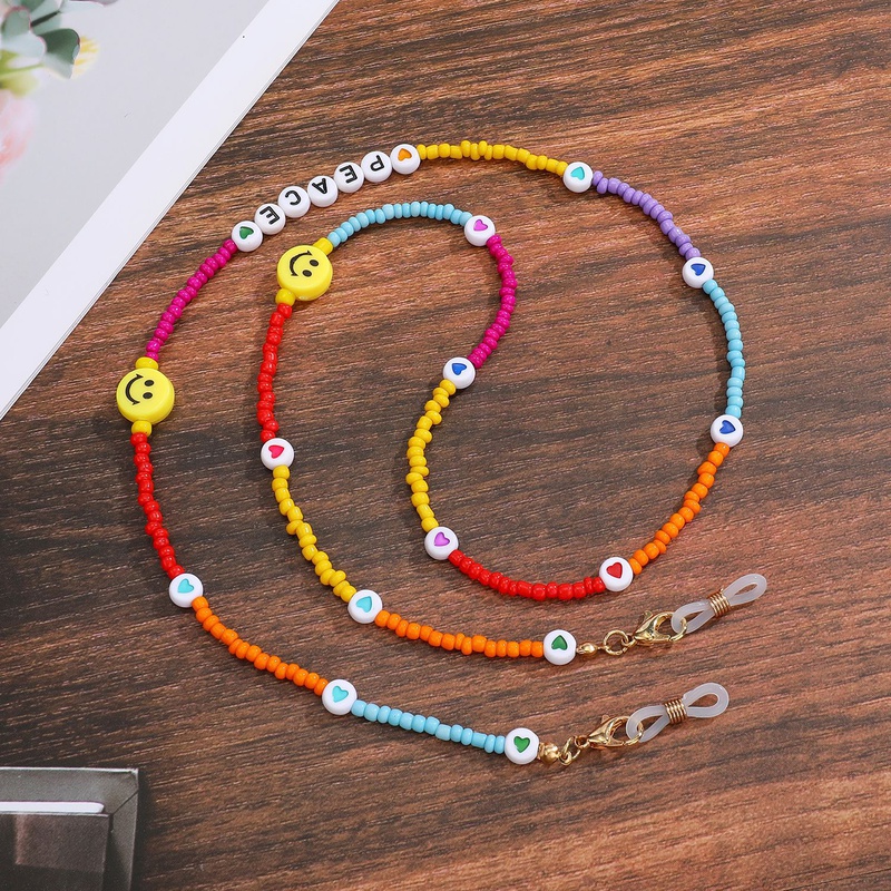 smiley face mask chain hanging neck glasses chain mask rope hanging chain bead chain