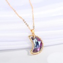 jewelry colorful crystal glass necklace simple moon pendant clavicle chain jewelrypicture13