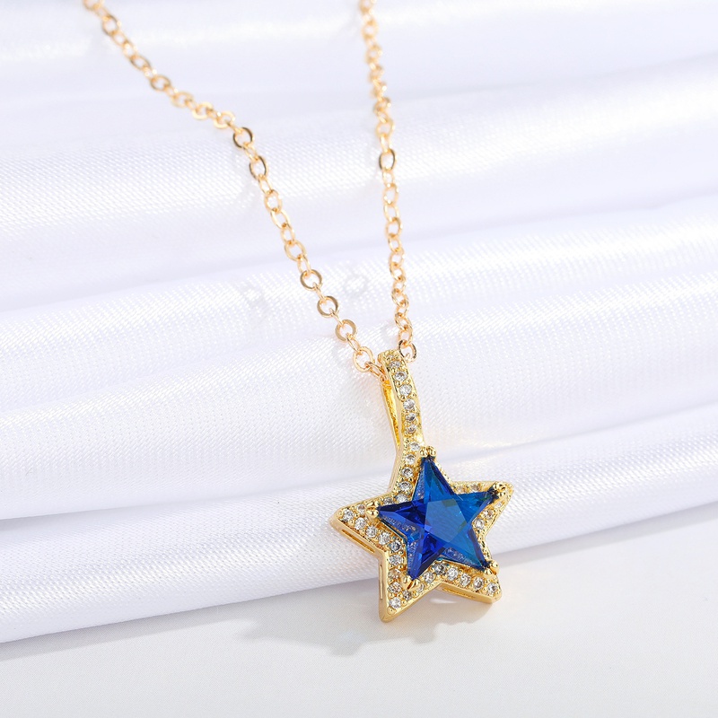 jewelry microinlaid star necklace simple fivepointed star pendant clavicle chain jewelry