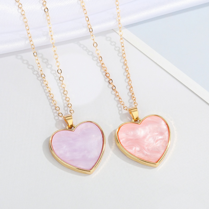 European CrossBorder Sold Jewelry Acetate Love Necklace Simple Ins Style AllMatch Love Pendant Clavicle Chain Female Necklace