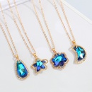 European CrossBorder Sold Jewelry Blue Crystal Glass Necklace Simple Star and Moon Pendant Clavicle Chain Female Necklacepicture9