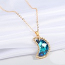 European CrossBorder Sold Jewelry Blue Crystal Glass Necklace Simple Star and Moon Pendant Clavicle Chain Female Necklacepicture10