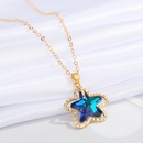 European CrossBorder Sold Jewelry Blue Crystal Glass Necklace Simple Star and Moon Pendant Clavicle Chain Female Necklacepicture12