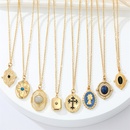 retro personality drip oil Maria rhinestone cross stainless steel pendant necklace jewelrypicture13