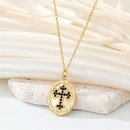 retro personality drip oil Maria rhinestone cross stainless steel pendant necklace jewelrypicture15