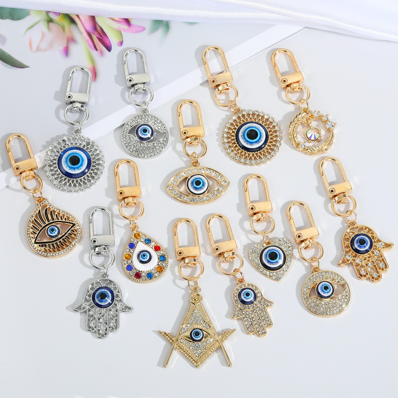 Creative Devils Eye Keychain Blue Eyes Key Ring Handbag Pendant Oil Dripping Eyes Door Latch CrossBorder Sold Jewelry