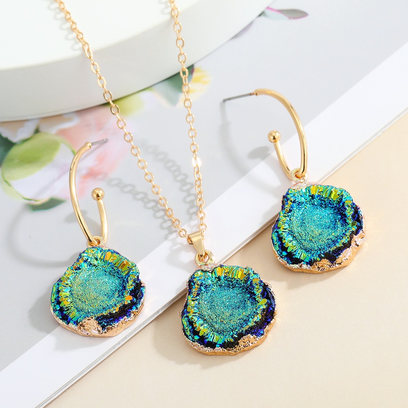 jewelry imitation natural stone necklace water drop resin agate piece pendant necklace earring