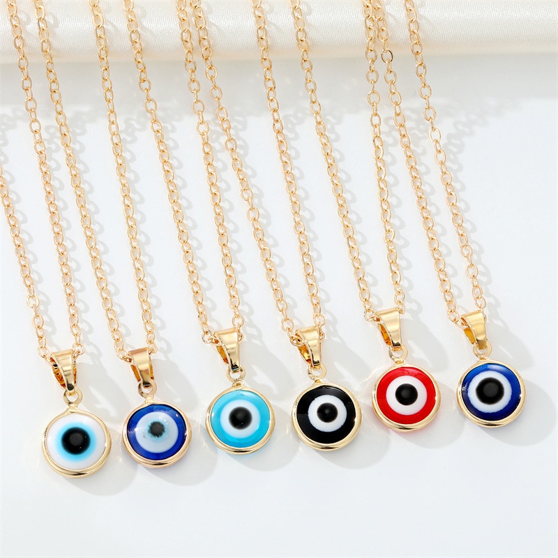 Retro simple color resin Turkish eye necklace demon eye pendant necklace