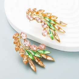 Fashion Color Diamond Series Creative Alloy Diamond Rhinestone Leaf Earringspicture11