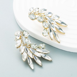 Fashion Color Diamond Series Creative Alloy Diamond Rhinestone Leaf Earringspicture13