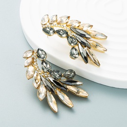 Fashion Color Diamond Series Creative Alloy Diamond Rhinestone Leaf Earringspicture14
