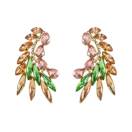 Fashion Color Diamond Series Creative Alloy Diamond Rhinestone Leaf Earringspicture15