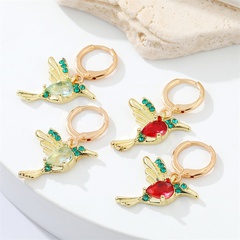 European cross-border Korean fashion color zircon bird personality metal animal earrings