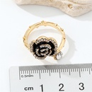 Korean retro full rhinestone dripping oil black rose metal flower open ring crossborder jewelrypicture8